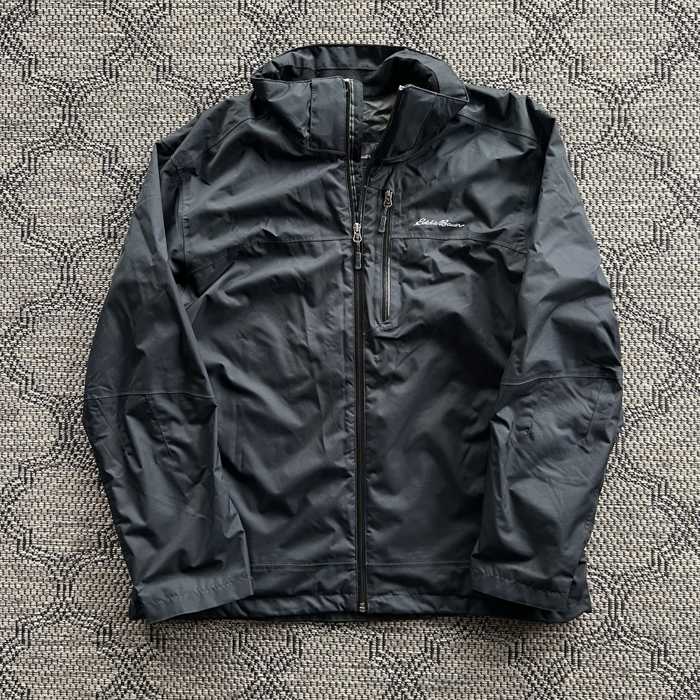 Eddie Bauer Jacket Men's XL Black WeatherEdge Waterproof Windbreaker Outdoor